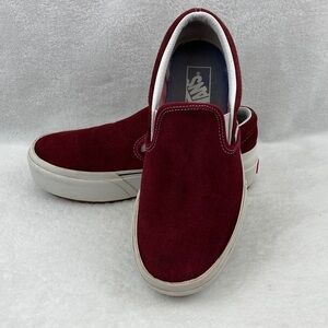 Vans Men's Burgundy Suede Flatform Slip-On Sneakers sz 7.5, Women’s sz 9
